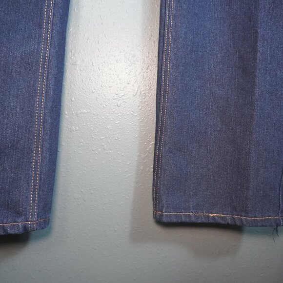 Vintage Genes Mens Dark Wash Blue Slim Straight Denim Distress Jeans Size 34X32 - Picture 2 of 9